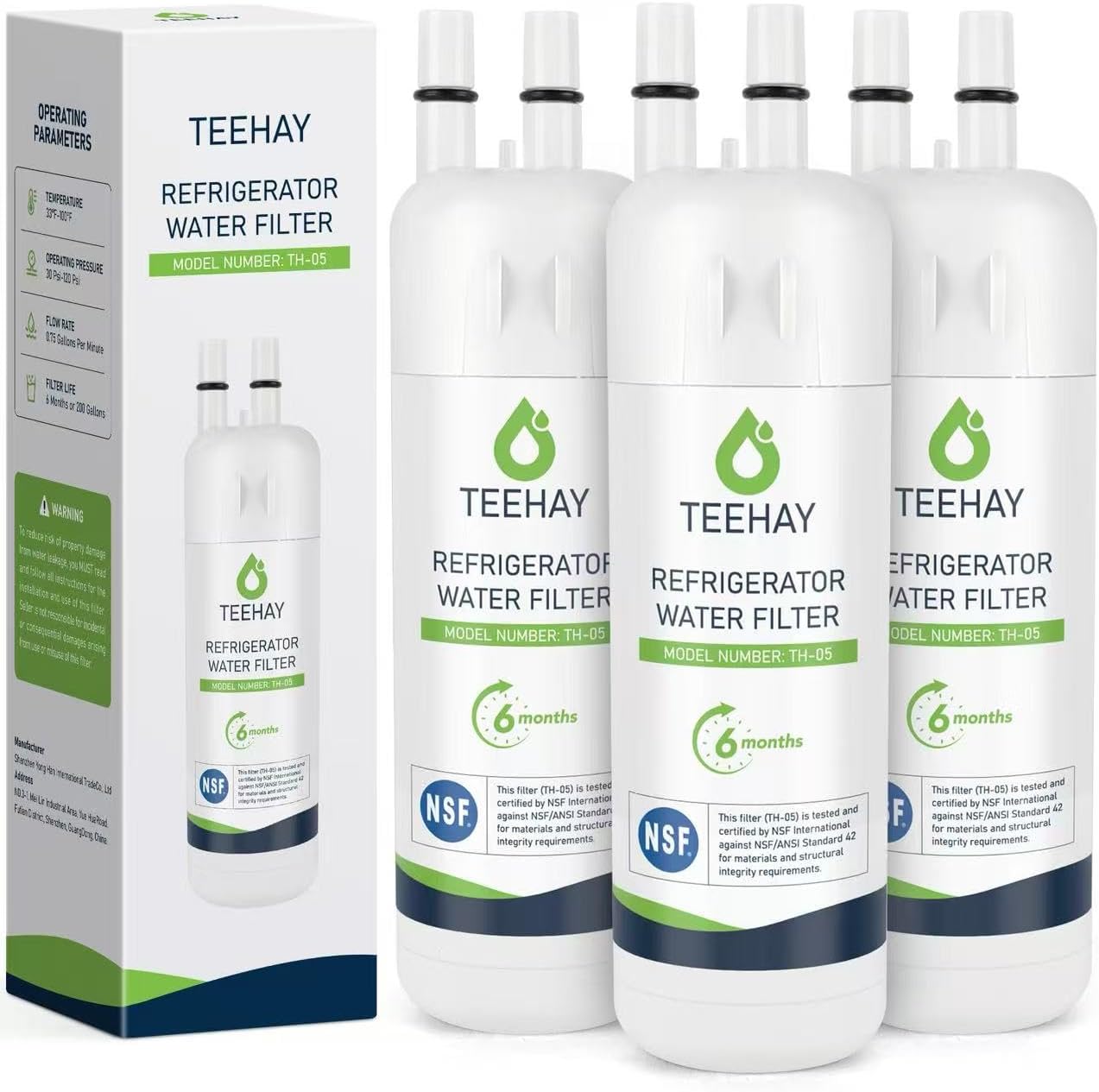 TEEHAY WHR1RXD1 Water Filter 1 Replacement, Compatible with Whirlpool WRS321SDHV, WRS321SDHB, WRS321SDHW, WRS321SDHZ, WRS325SDHB, WRS571CIHV, WRS571CIHV, WRSF5836RZ, WRS311SDHM, 2 Pack