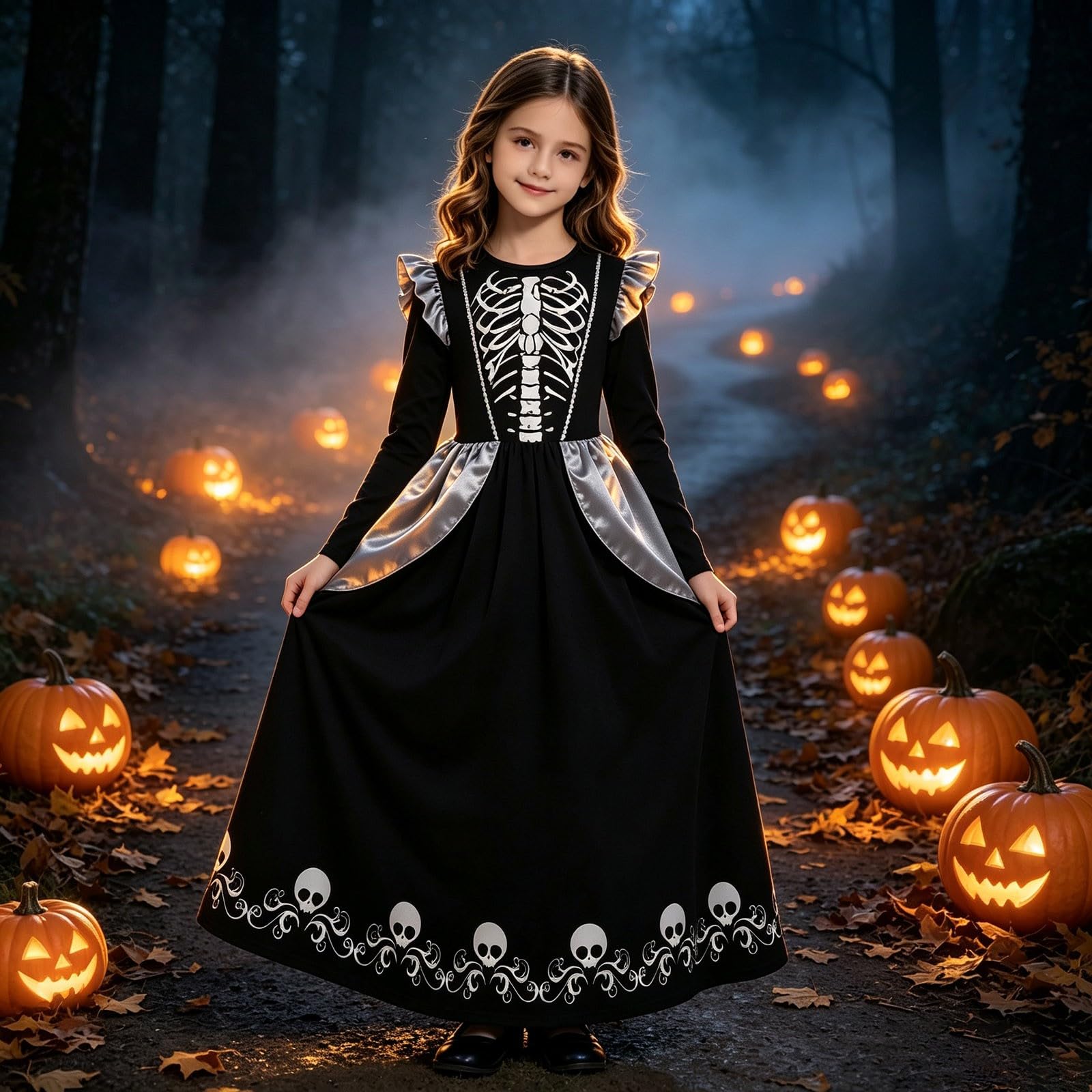 Generico Costume Medievale Bambina Abito Bianco e Oro da Principessa per Spettacolo Travestimento Femminile Elegante