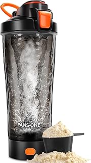 Electric Protein Shaker Bottle, 24oz Lockable Blender Cup Electric Shaker Bottles, Tritan USB Rechargeable Mixer, Portable Shaker Cups for Protein Shakes for Men Women, Black and Orange