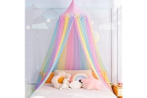 Rainbow Bed Canopy Dreamy Play Tent for Kids Reading and Bedroom