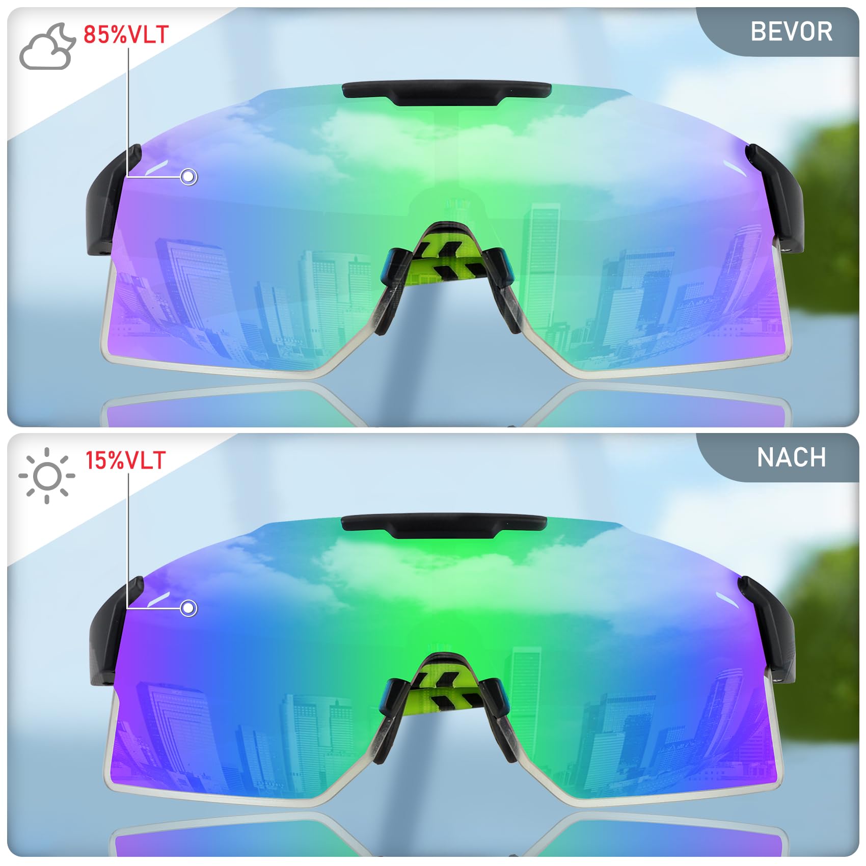 DUDUKING Occhiali da sole autocoloranti, polarizzati, da uomo, da donna, per ciclismo, corsa, golf, da baseball