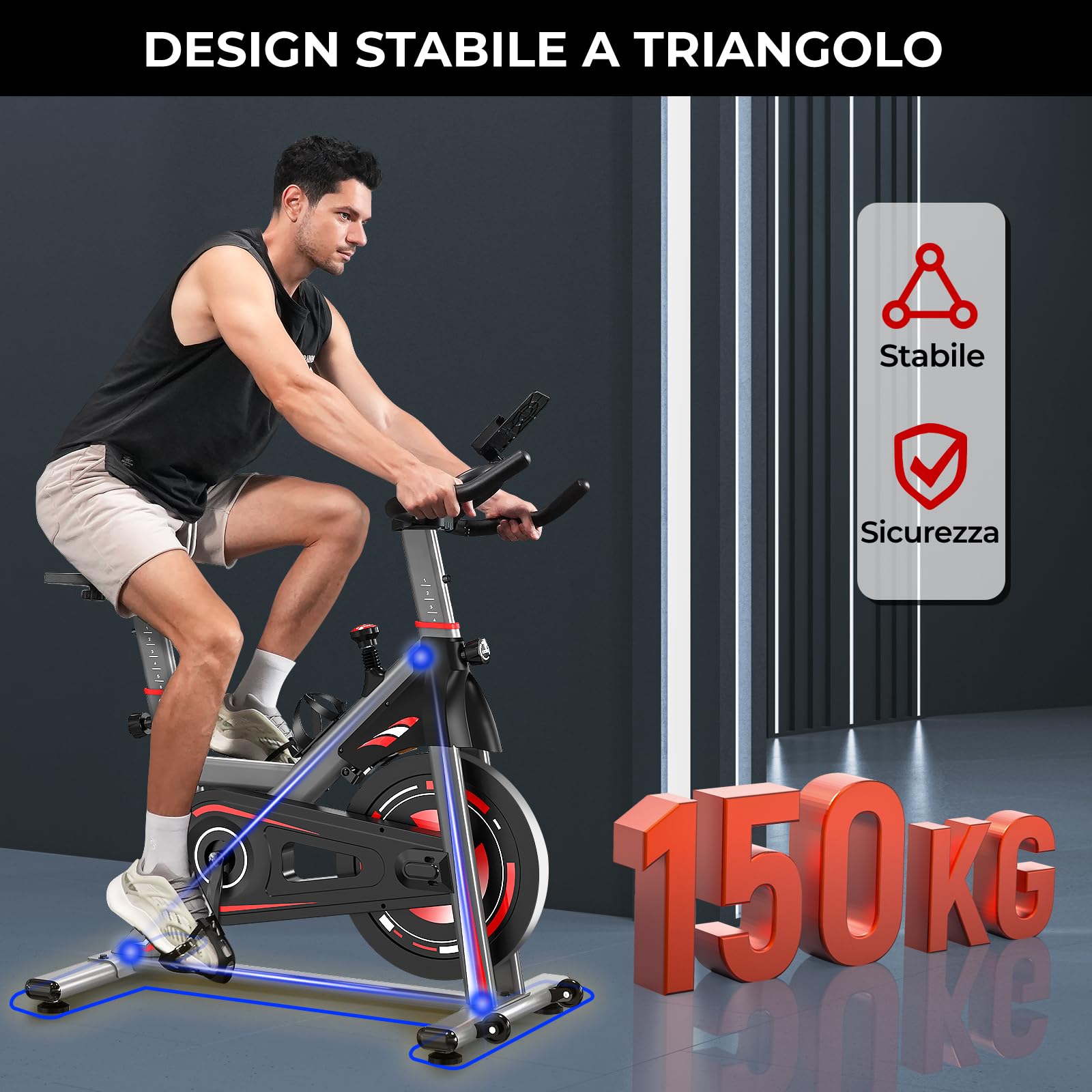 Micyox Cyclette da Casa, TH-X3 Bici da Fitness Magnetica, Resistenza Regolabile, Monitor Multifunzione, Porta Celullare, Cardio-Training Cyclette Professionale