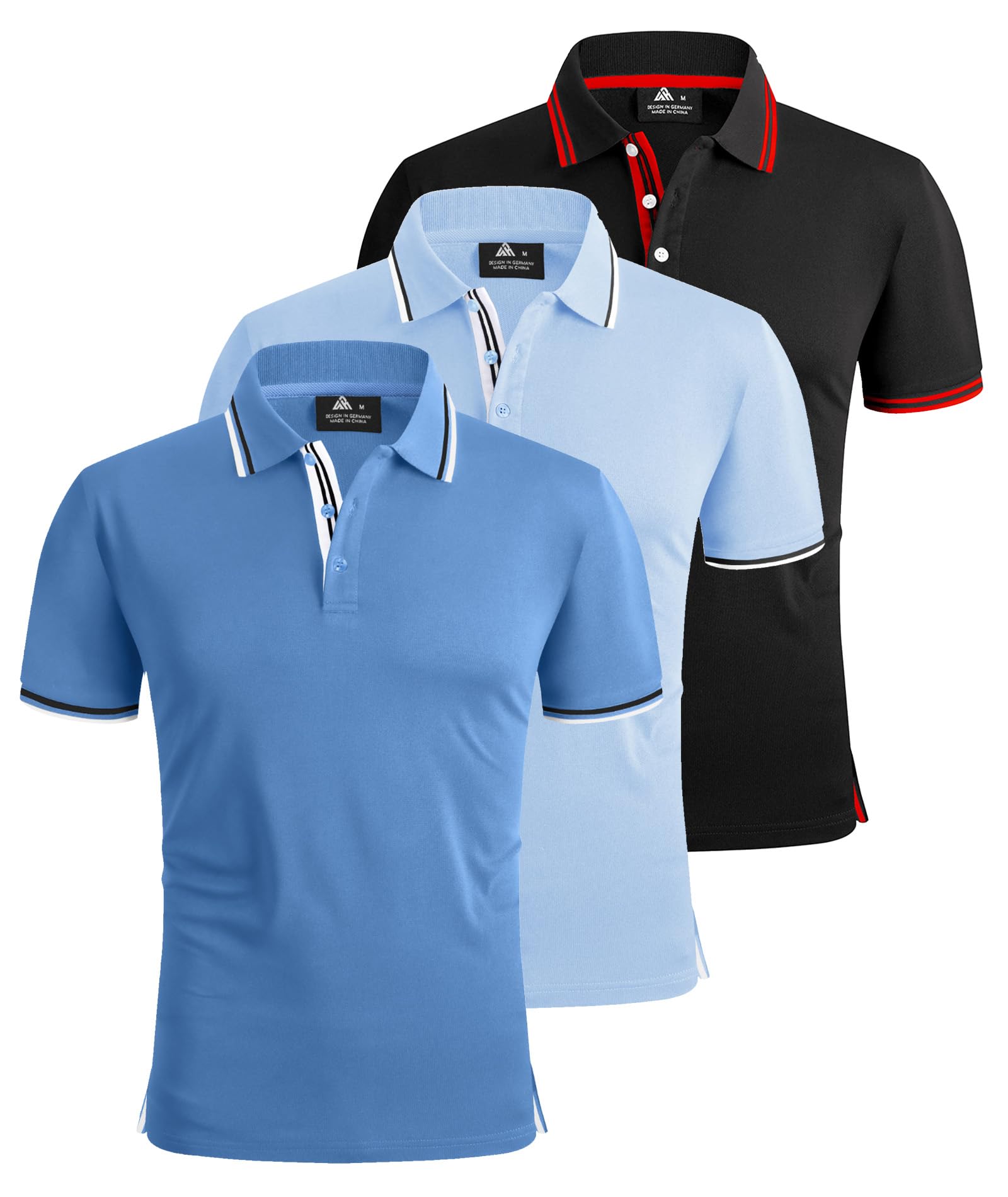SwissWell 3er Pack Poloshirt Herren Kurzarm Golf T-Shirt für Herren Atmungsaktiv Polo Shirts Männer