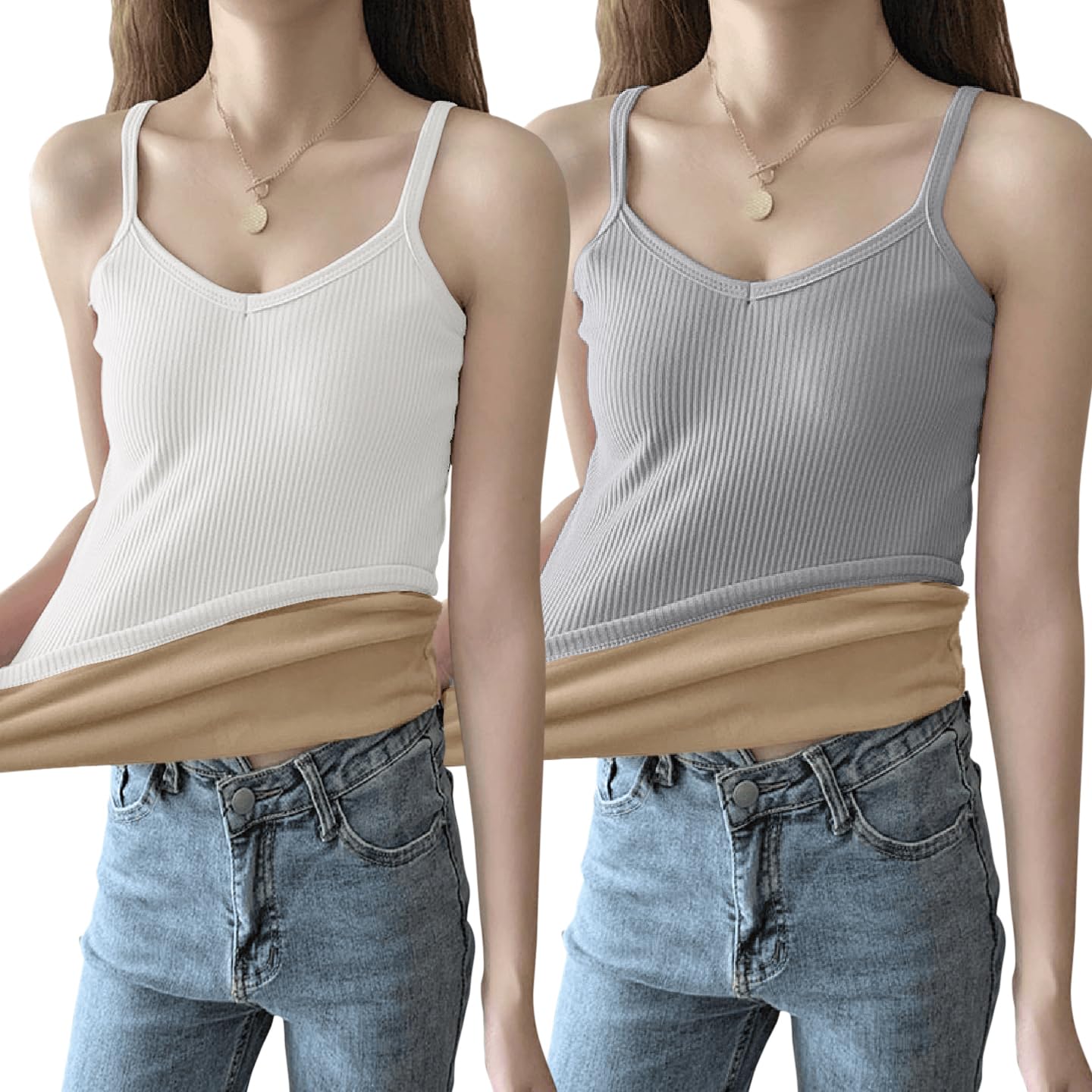 Women’s Thermal Camisole Top || Soft Warm || Fleece Innerwear for Layering || Stretchable Spaghetti Strap Slip || Lightweight Heat Retention Vest for Winter