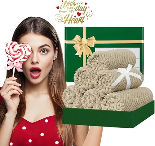 Vista 428 de VOOVA & MOVAS Toallas verdes para baño, 100% algodón, de secado rápido, ligeras, gruesas, suaves, juego de toallas de 6 piezas, 2 baños grandes