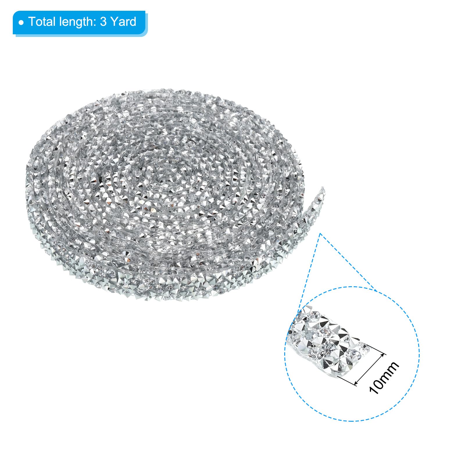 PATIKIL Nastro Di Strass In Resina Nero - 3 Metri X 10 Mm, Striscia Autoadesiva Termica Per Abbigliamento, Fai Da Te, Decorazioni - 5