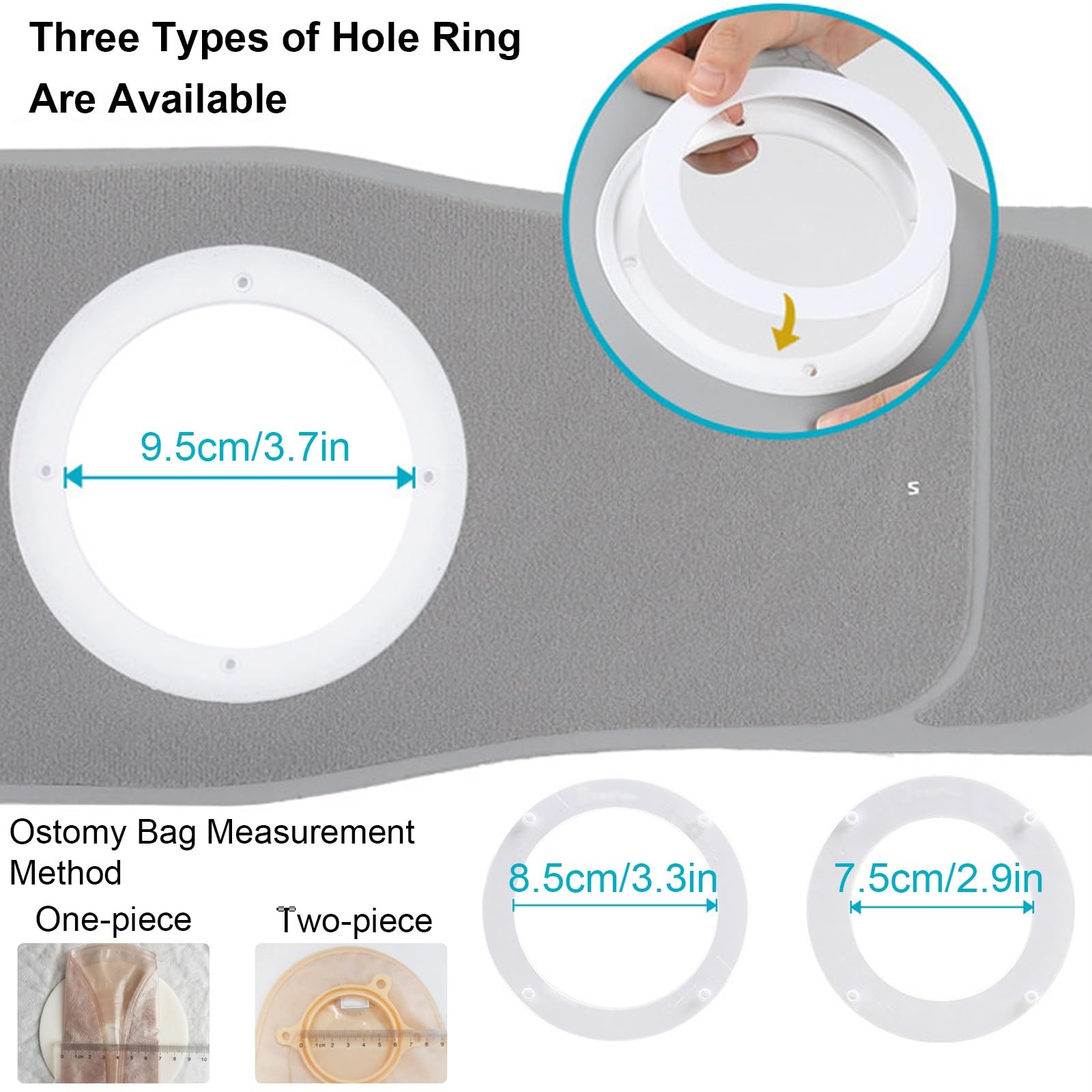 Cinturón de Ostomía para Hombres y Mujeres, Faja para Colostomía con 3 Orificios Ajustables, Protección para Bolsa de Ostomía, Prevenir la Hernia Paraestomal