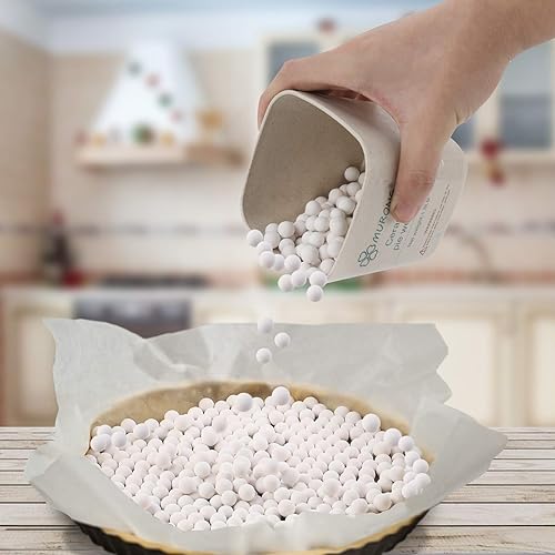 Miniatura 3 de Murong Pesos de corteza de pastel para hornear, pesas reutilizables de cerámica natural para hornear ciegas, piel perfecta para tartas con