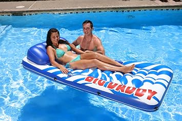 Poolmaster Big Daddy Oversized Pool Float Mattress for Adults, Extra Large Inflatable Pool Raft Lounger with Pillow, Cup Holder and Rope, Spacious Lake River Beach Float