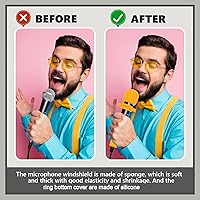 Vista 4 de Flutesan Juego de 8 fundas para micrófono, cubierta de micrófono de espuma, parabrisas para micrófono, a prueba de sacudidas, anillo de silicona