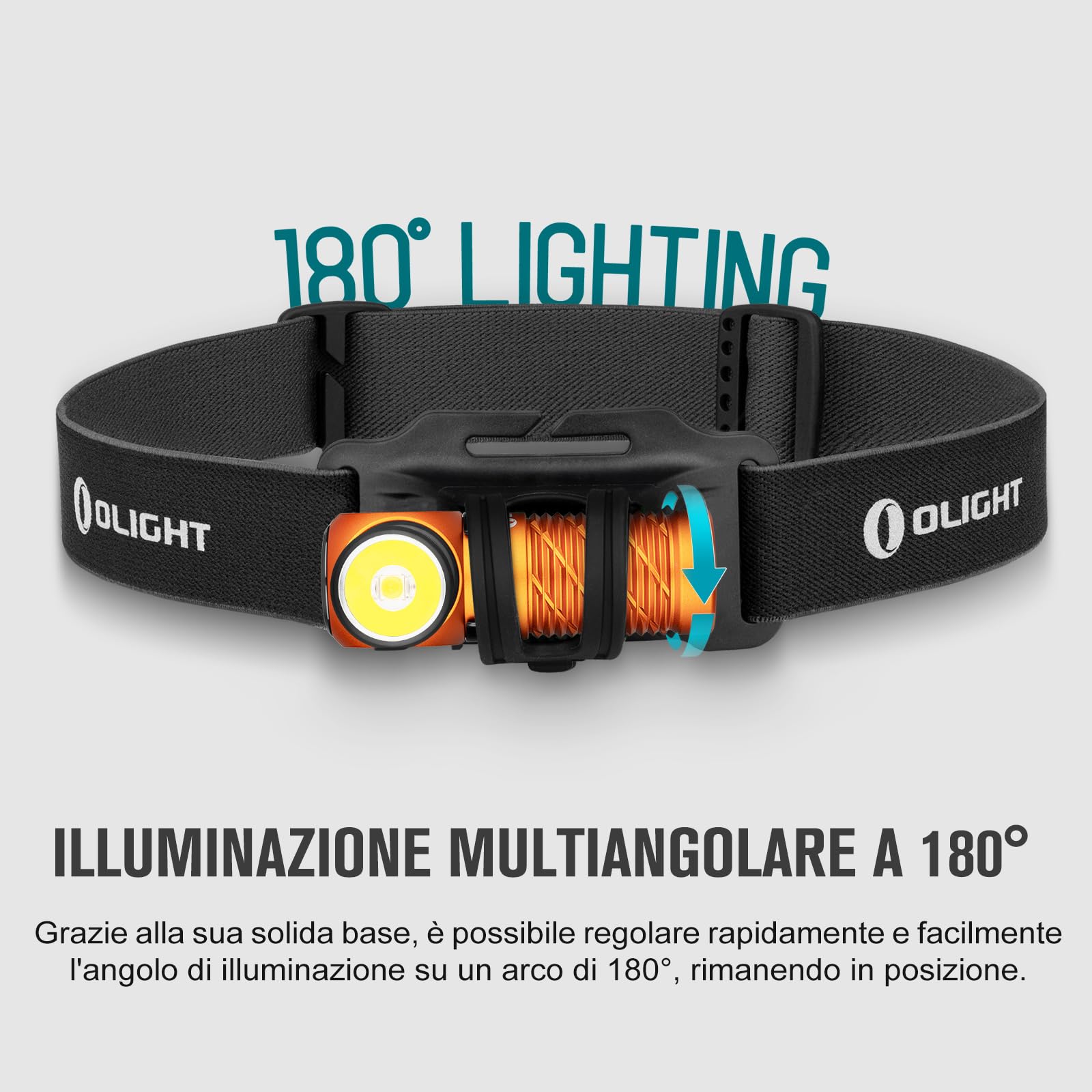 OLIGHT Perun 2 mini Lampada Frontale LED 1100 Lumen Torcia Elettrica Ricaricabile 5 Livelli di luminosità, Regolabile a 180° per Corsa, Jogging, Campeggio, le segnalazioni di emergenza (Arancione)