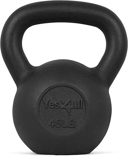 Yes4All - Pesa rusa de hierro fundidobase de goma, lisa para entrenamiento de fuerza, gimnasio en casa