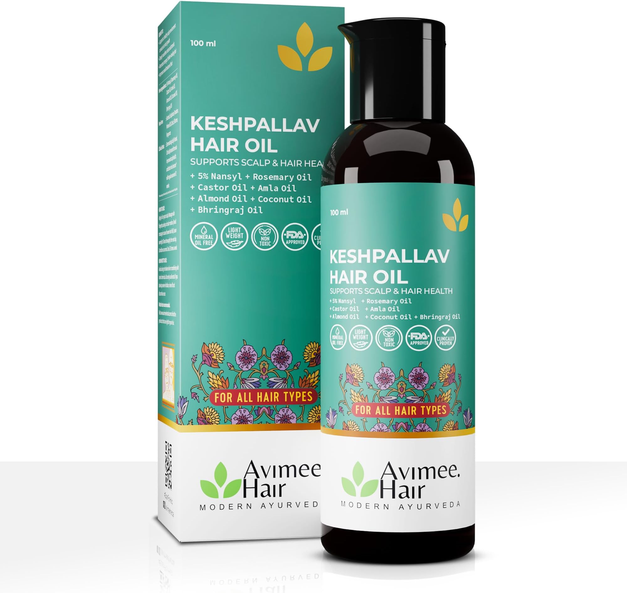 AVIMEE HERBAL Keshpallav Hair Oil For Men & Women | For Healthy & Nourished Hair | With Rosemary, Castor, Amla, Brahmi and Bhringraj Oil | Mineral Oil Free | 100 ml