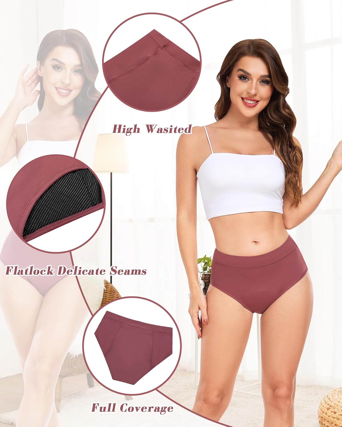 Period Underwear for Women Heavy Flow, High Absorbency Leakproof Panties Postpartum Menstrual Incontinence Underwear - Image 7