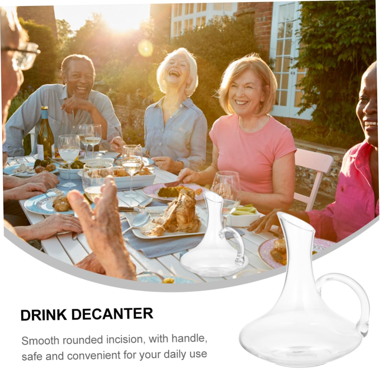 Toyvian Decanter Vino in Vetro Premium con Manico Distributore Bevande per Whiskey e Vino Caraffa Elegante e Pratica per Casa e Bar