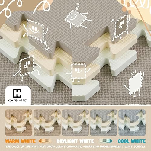 Miniatura 3 de CAPHAUS Tapete de juego de rompecabezas de espuma, tapete de juego de espuma EVA suave entrelazada con bordes, 64 azulejos de espuma para niños