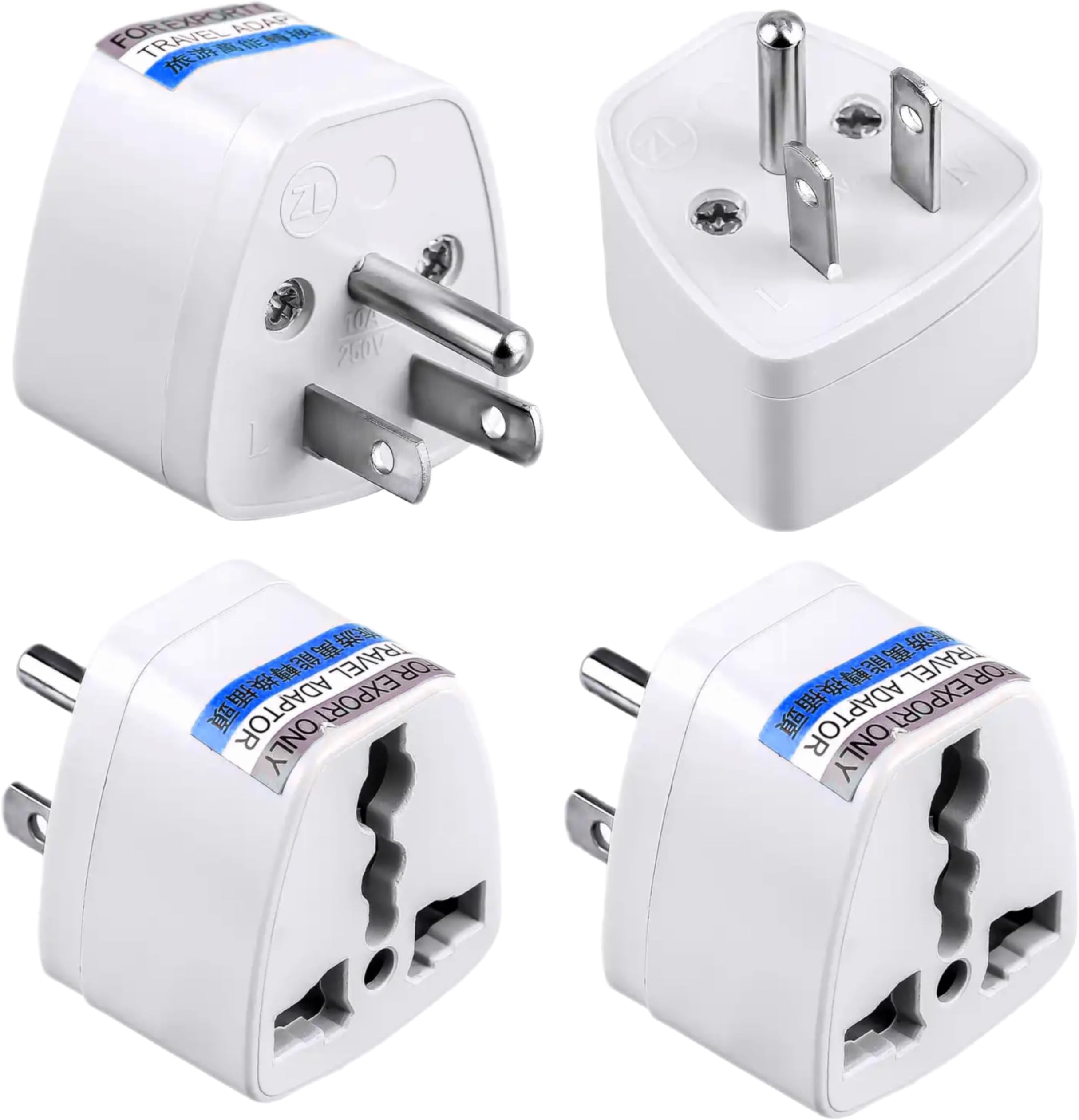 KAVANA UniversalSocket, Flat Blade Plug Adapter (Type A) US Type Plug Power Converter Adapter for USA,Canada,Mexico,Brazil,Philippines,Cuba,Thailand,Taiwan,Japan,Panama & More (US/Canada, Pack 4)