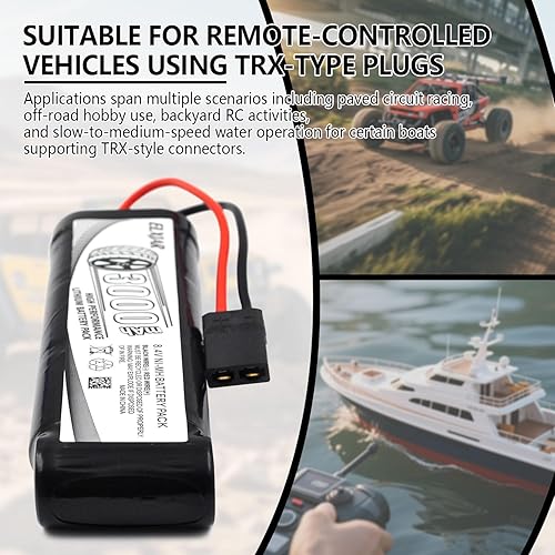 Miniatura 5 de Paquete de 2 baterías Ni-MH de 8.4 V 3000 mAh con enchufe TRX y cargador de repuesto para auto a control remoto, camión, barco, buggy, Tamiya