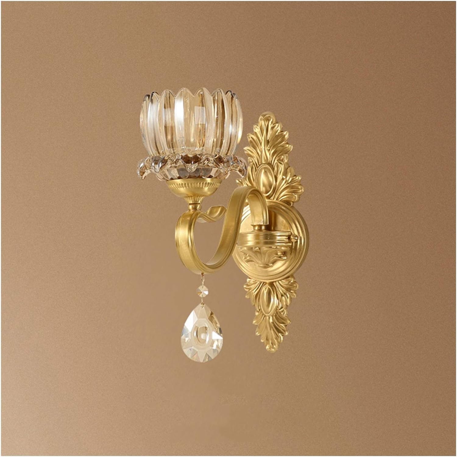ASerZenith Modern Copper Crystal Wall Lamp - Bedroom Bedside Living Room Crystal Wall Light Aisle Staircase Wall-Mounted Lighting Fixture,Chandelier Lamps(Single Head(1Pack))