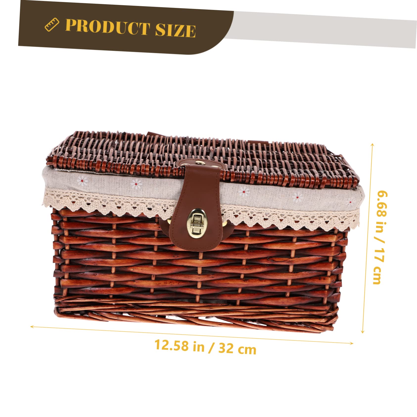 Alipis Lidded Woven Storage Basket with Liner Deep Organizing Bin for Bedroom Kitchen and Bathroom for Sundries Toys and Books Rustic Country Style Design