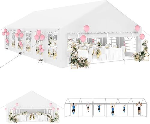 YITAHOME Tienda de campaña para fiestas de 20 x 40 pies, de cloruro de polivinilo resistente, refugios para eventos de boda, toldo ondulado