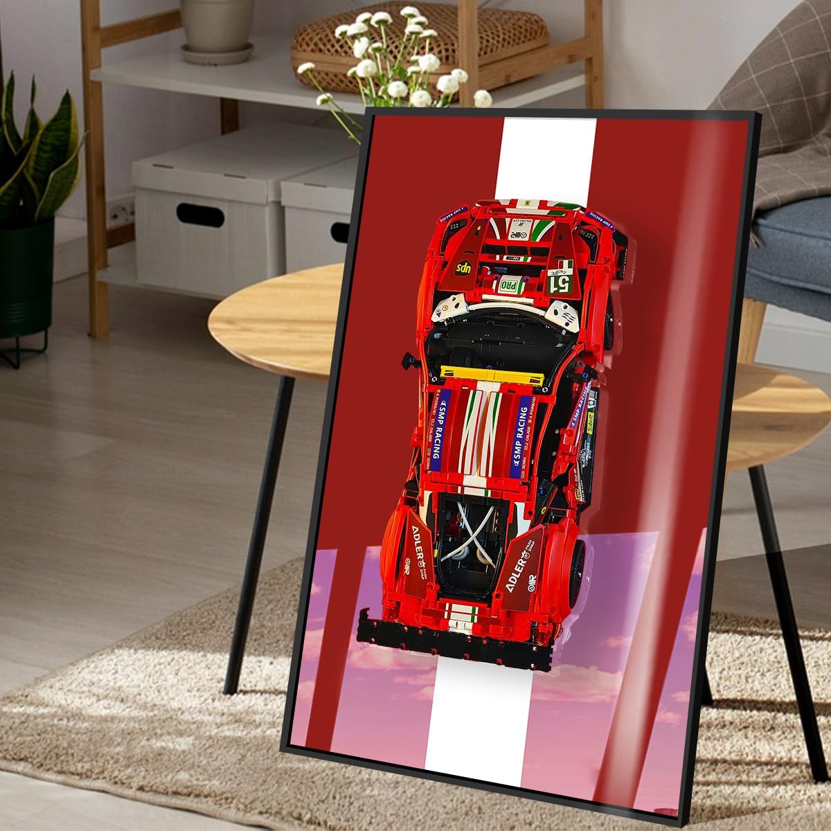 auvnei Display Wall Mount for Lego Technic Ferrari 488 Toy Race Car Compatible with Lego Building Set 42125, Display Wall Board Shelf for Adult, Great for Lego Lovers (Only Display Wall)
