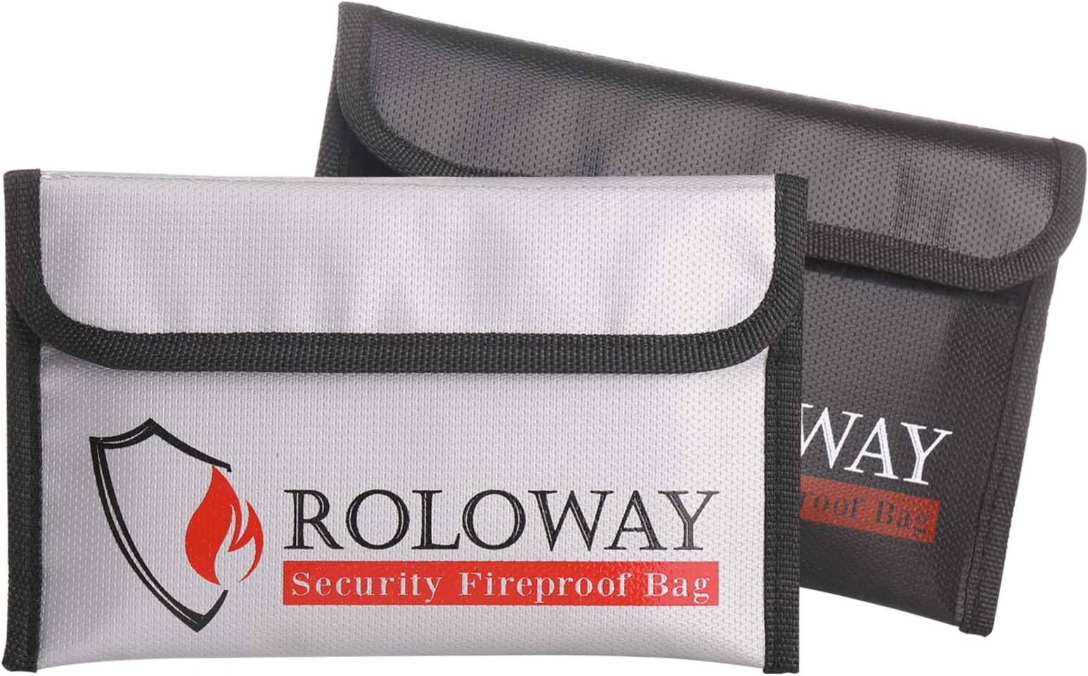 ROLOWAY Small Fireproof Bag (5 x 8 inches), Non-itchy Fireproof Money Bag for Cash, Valuables, Passport, Currency & Keys (2-Pack)