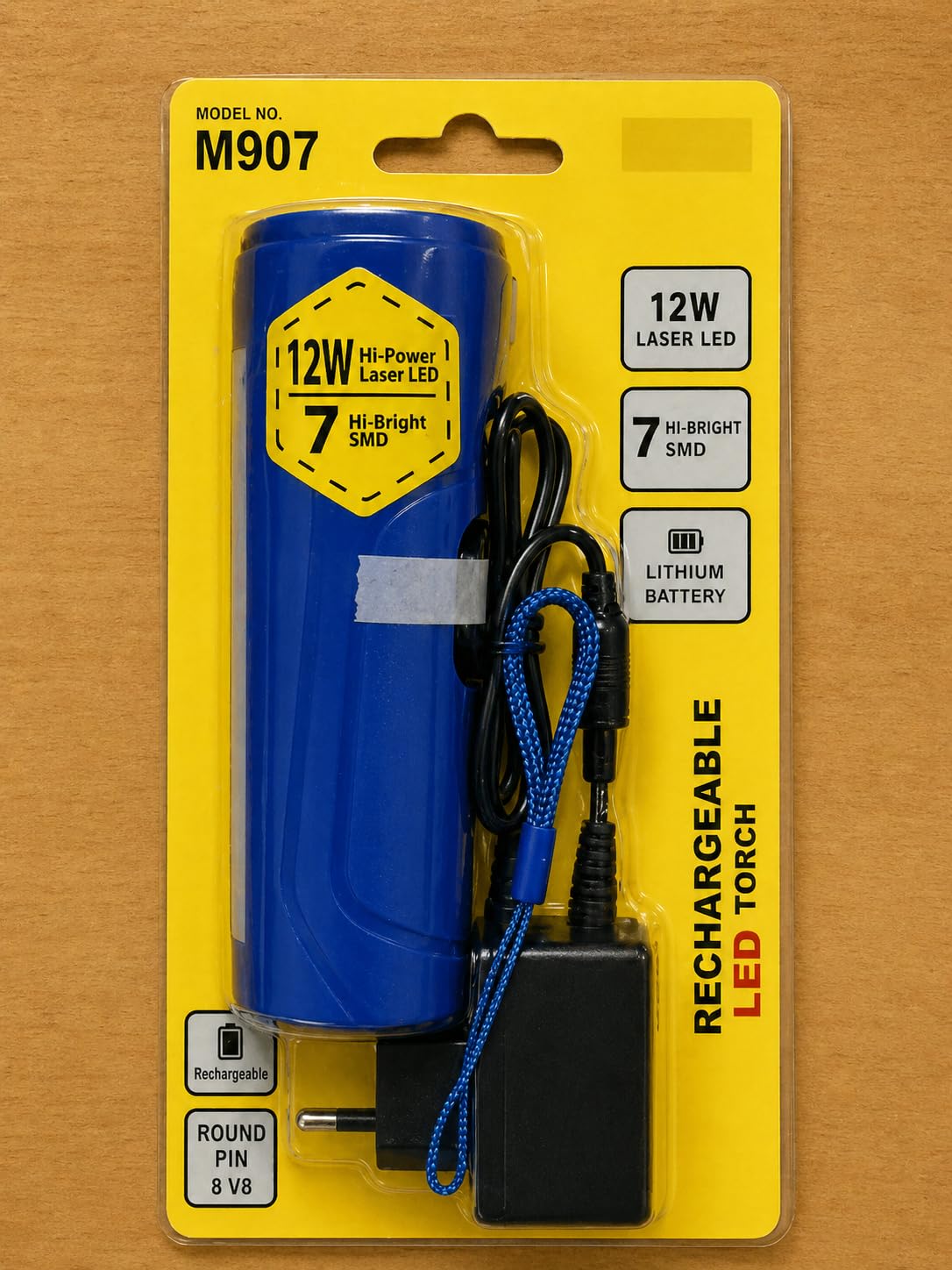 M907 Rechargeable LED Torch, Red, ABS Plastic, 12W Laser LED with 7 Hi-Bright SMD, Handheld Searchlight for Camping Pack of 1 SOURAVENTERPRISE-image-35
