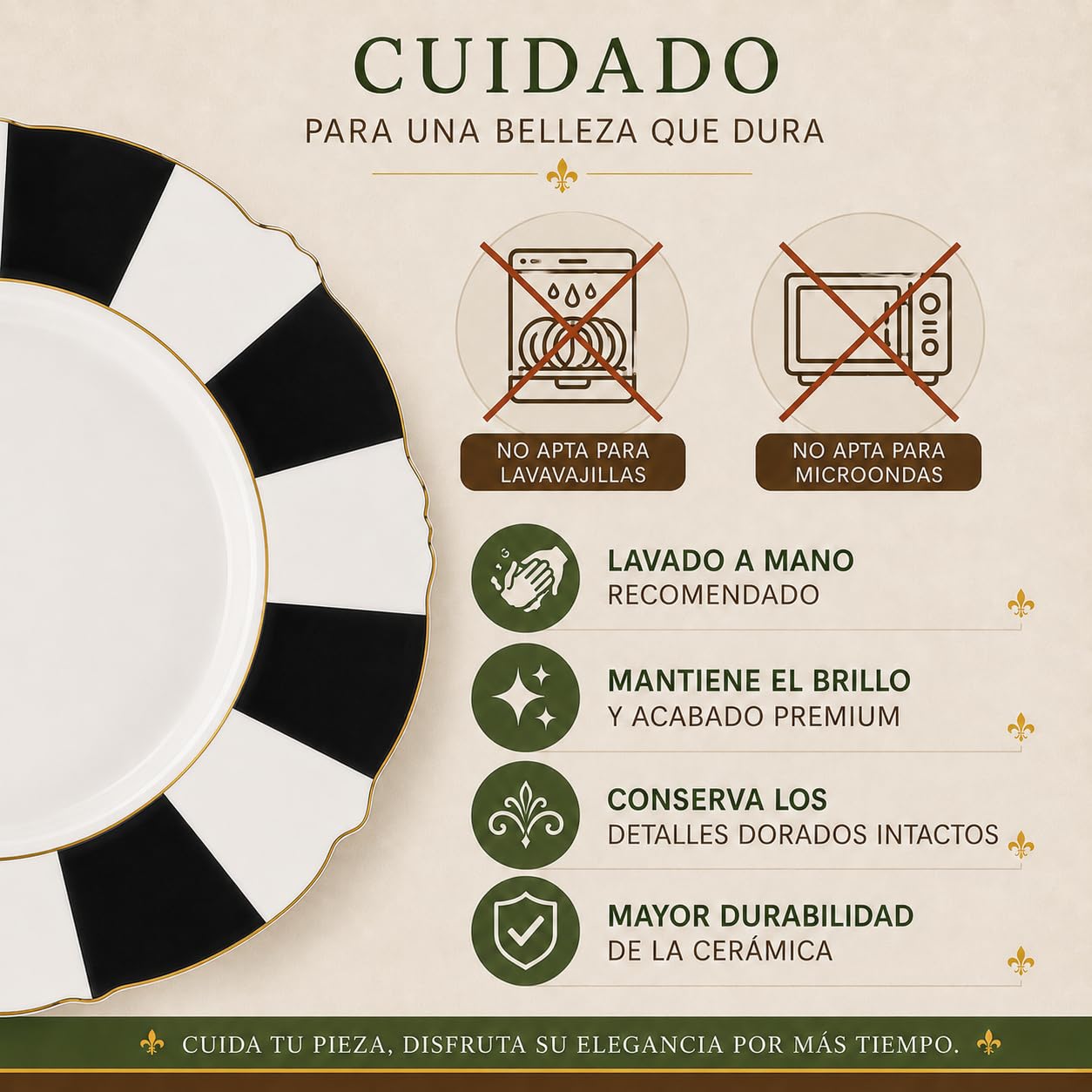 TIENDA EURASIA – Colección de Vajilla y Accesorios de Mesa | Piezas de Servicio y Menaje para Comedor | Cerámica y Acero Inoxidable | Diferentes Modelos y Tamaños (Rayas, Plato Sopero)