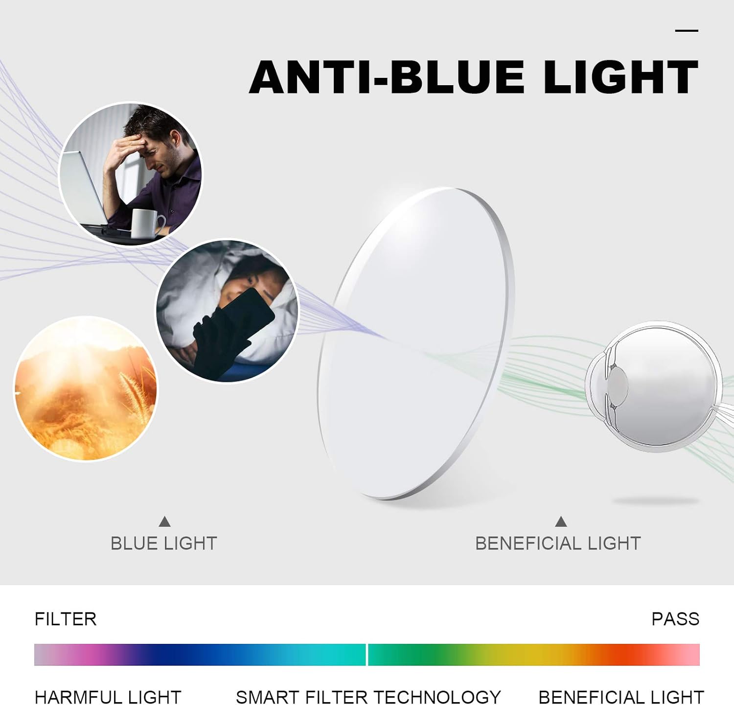 CARFIA Rectangle Blue Light Blocking Glasses for Men, UV Protection Computer Gaming Glasses Eye Health