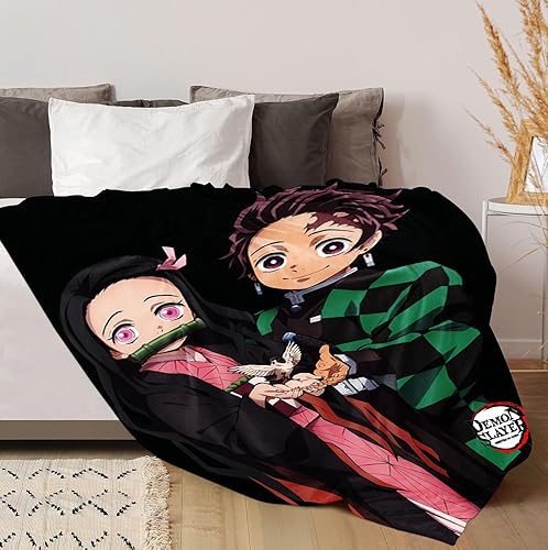 Miniatura 3 de JUST FUNKY Demon Slayer Tanjiro Kamado - Manta de felpa  Manta de 45 x 60 pulgadas con Tanjiro y Nezuko  Decoración del hogar  Manta de anime