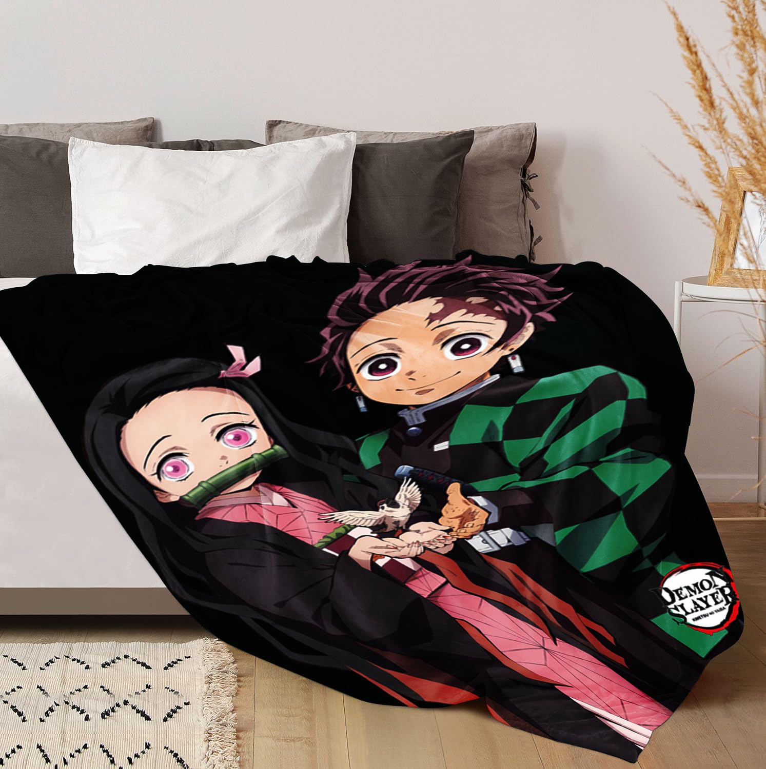 Surreal Entertainment Demon Slayer Decke – Tanjiro Kamado Design, Flanell-Fleece, 114 X 152 Cm, Waschbar