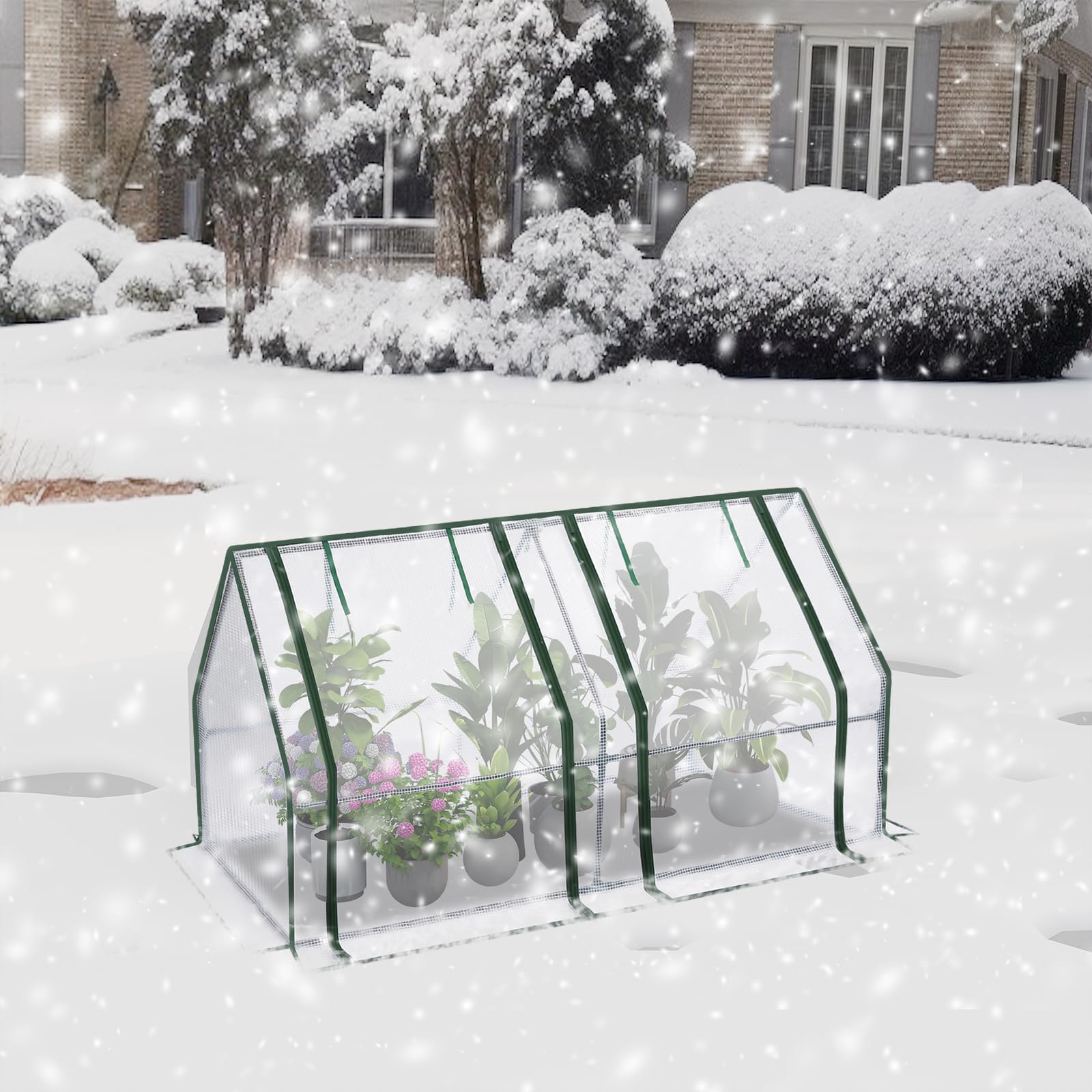 WOLTU Serre de Jardin, Serre d'Hivernage, Bâche Renforcée en PE de 140 g/㎡, avec 2 Portes Enroulables, Cadre en Tube d'acier, 180x90x90 cm, Blanc