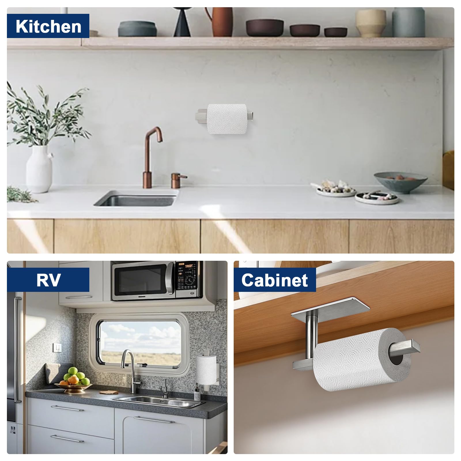 NearMoon Toilet Paper Holder Self Adhesive, Premium Thick SUS304 Stainless Steel Square Rustproof Toilet Roll Holder no Drilling for Bathroom, Kitchen, Washroom (Brushed Nickel) — Amazon image 6
