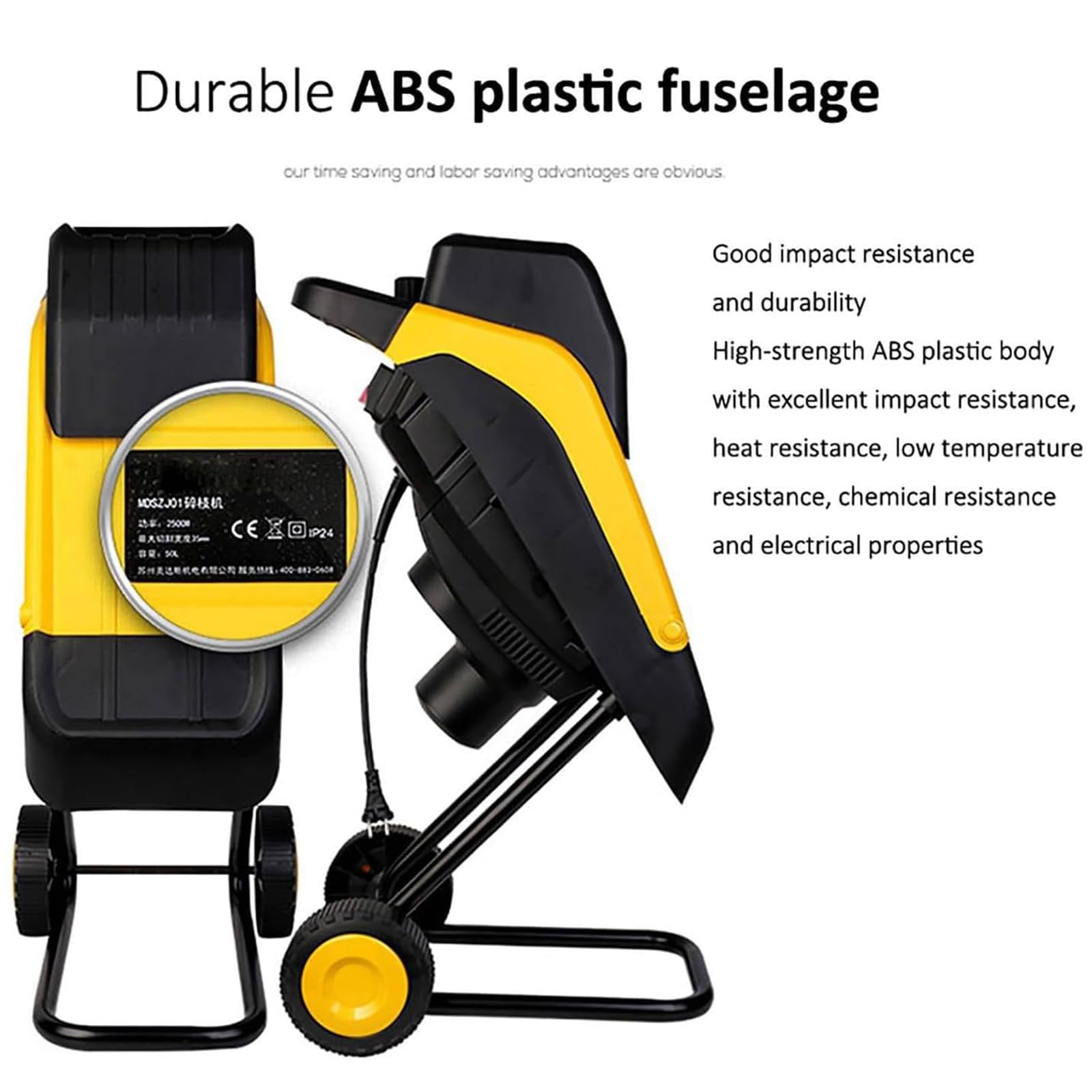 Trituradora De Jardín Eléctrica 2500W, Astilladora & Trituradora De Hojas Con Diámetro De Corte 35mm, Bolsa De Recogida 30L, Portátil Para Ramas Hojas & Compost