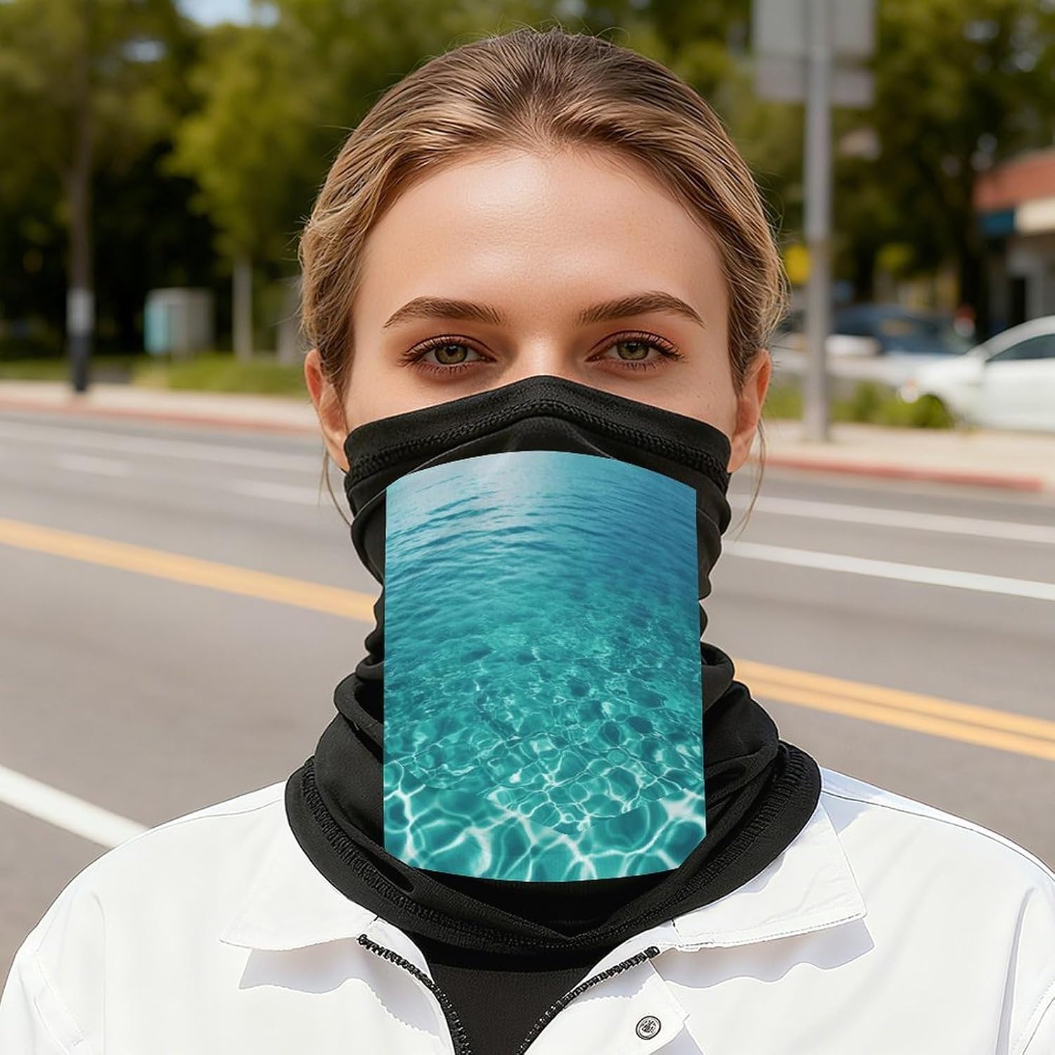 Blue Aqua Pool Water Neck Gaiter Breathable Face Mask Ice Silk Neck Gaiter Cycling Cooling Face Cover Scarf Balaclava Cycling Mask Scarf for Sports Climbing Running