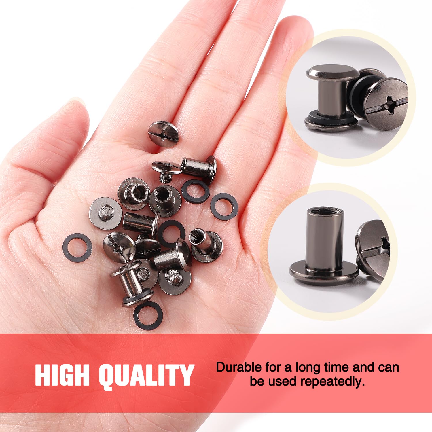 YIXISI 25 Set M5x8mm Chicago Binding Screws Kit, Book Binding Rivets, Leather Rivets, Binding Screws Posts - Image 3