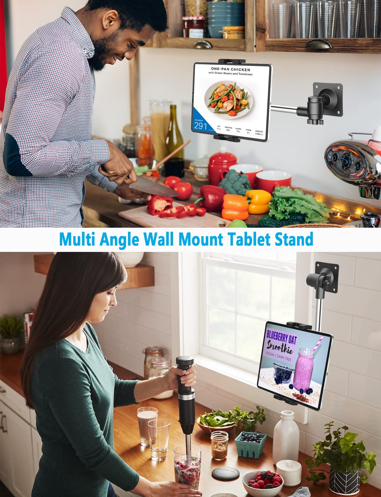 Supporto Tablet Muro Orientabile, woleyi Porta Tablet Parete con Braccio in Metallo per iPad Pro Air Mini Galaxy Switch Telefono 4-12.9"