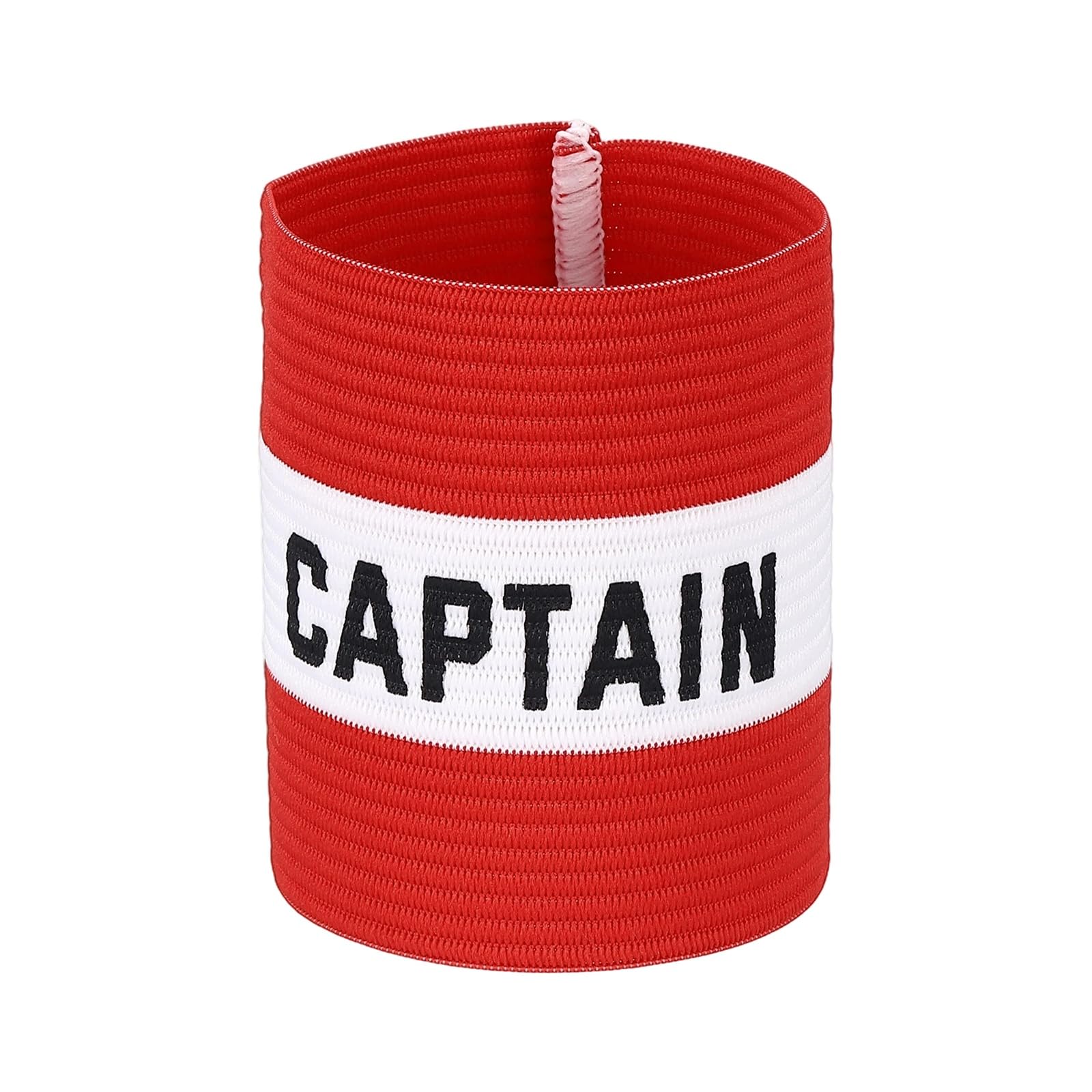 YELARXI Captain Armband, Soccer Captain Arm Bands Elastic Adjustable Leader Armbands Team Sport Rugby Player Band 4.1x3.4 In & Red/White-Fit for (Football/Basketball Training)
