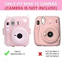 ZIKKON Transparent Glitter Camera case Compatible with Fujifilm Instax Mini 12 - mini 12 Camera case, Cute Pattern Shoulder Strap and Pattern Stickers- Blossom Pink gallery image