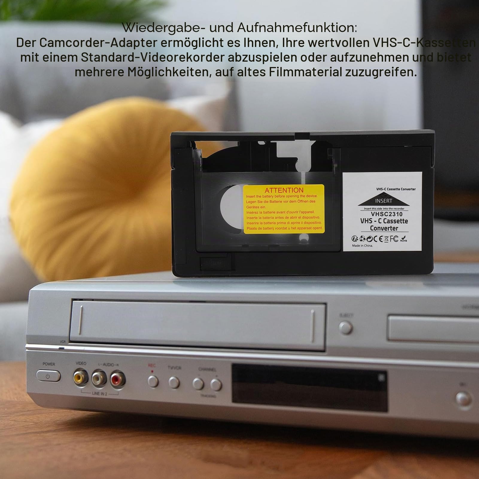 VHS-C-zu-VHS-Kassetten-Kassettenadapter-Camcorder für S-VHS-C- und S-VHS-Wiedergabeaufzeichnung, Videokassetten-Adapter-Konverter, Einschließlich 1,2-mm-Standardbänder
