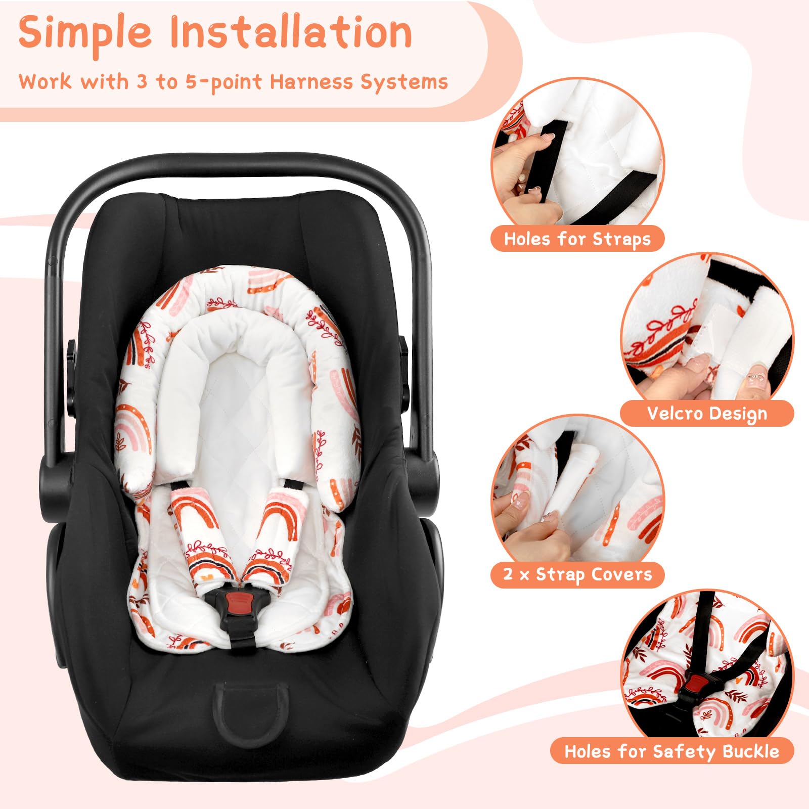 Pea Pod Support de tête de siège auto pour bébé Newbron, arc-en-ciel