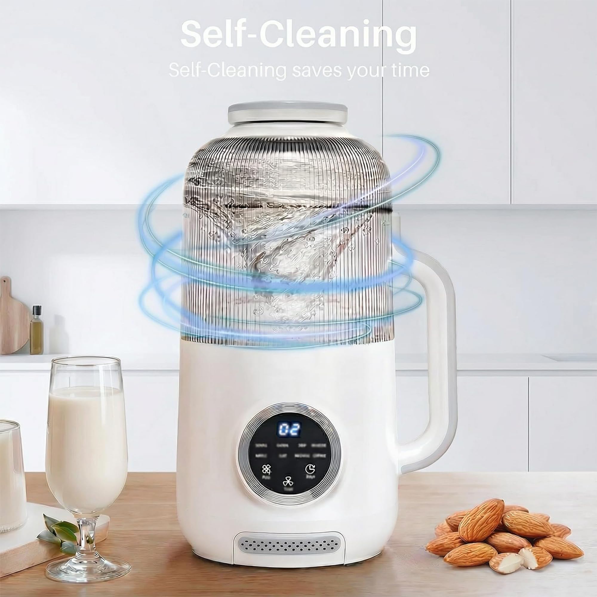 Macchina per latte di noci da 1200 ml, 10 in 1 multifunzionale a base vegetale per latte di mandorle, avena e soia fatto in casa, preparazione automatica del latte di soia