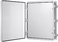 Vista 14 de Caja de conexiones Gratury, carcasa de plástico impermeable IP67 para proyectos eléctricos, cubierta con bisagras gris, incluye placa de montaje