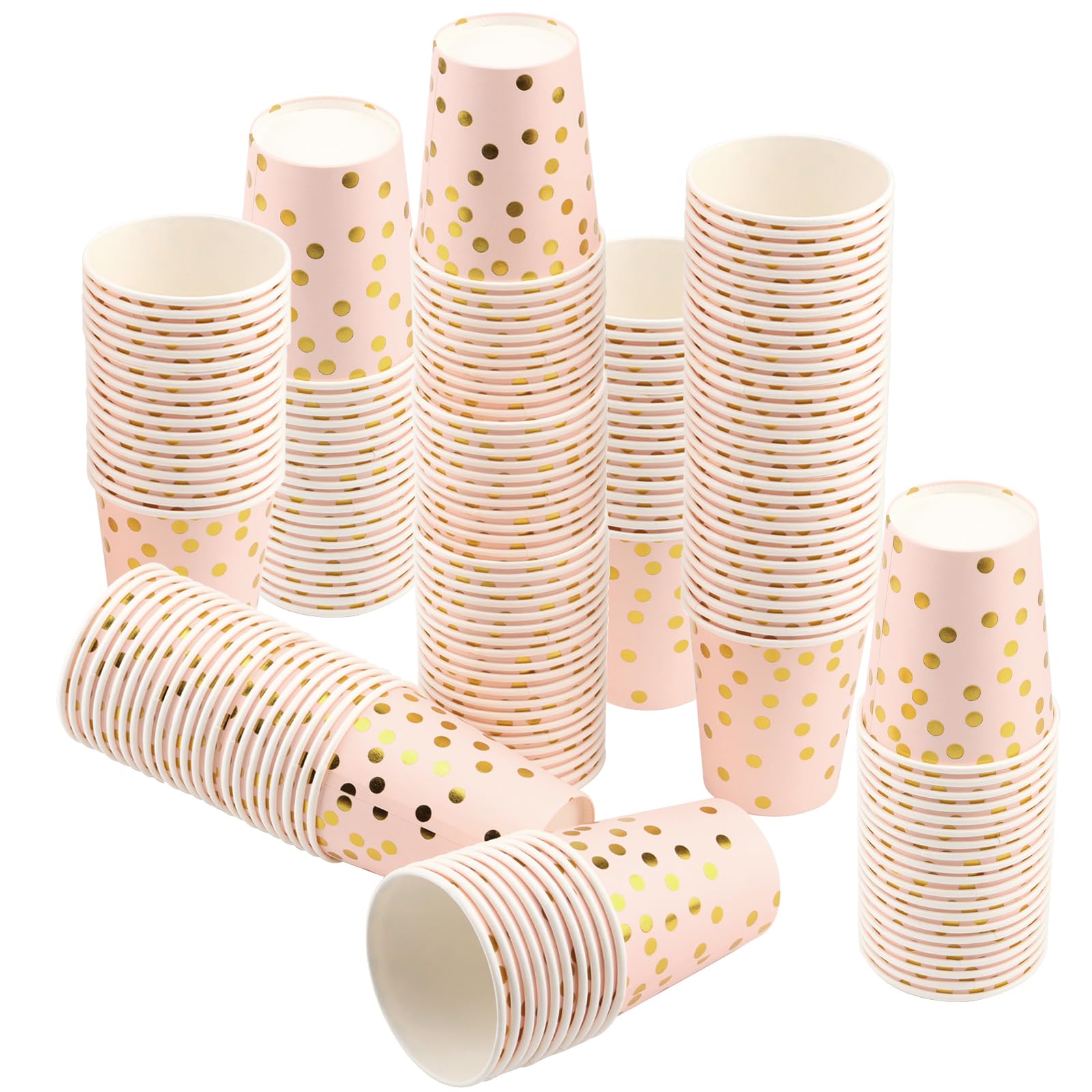 Gobelets jetables en carton à pois dorés 250ml | Lot de 200