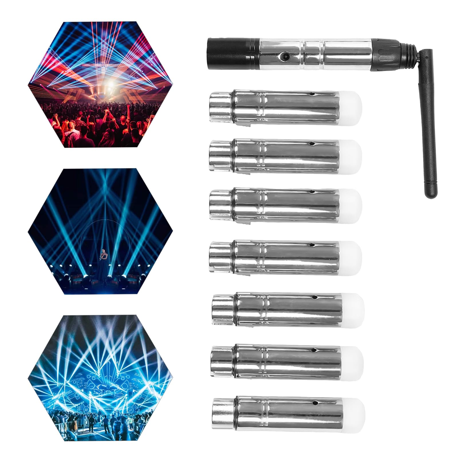 DMX512, 8 pezzi, 1 trasmettitore, 7 ricevitori, 2,4 G, ISM, wireless, per effetti di luce per palcoscenico DMX, effetti di luce *d8