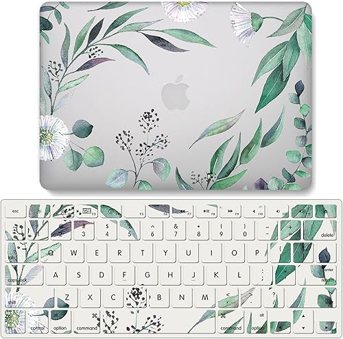IVY Para MacBook Pro (15 pulgadas, 2016-2019, modelos A1707  A1990) Flower Garland Clear Case con cubierta de teclado - I