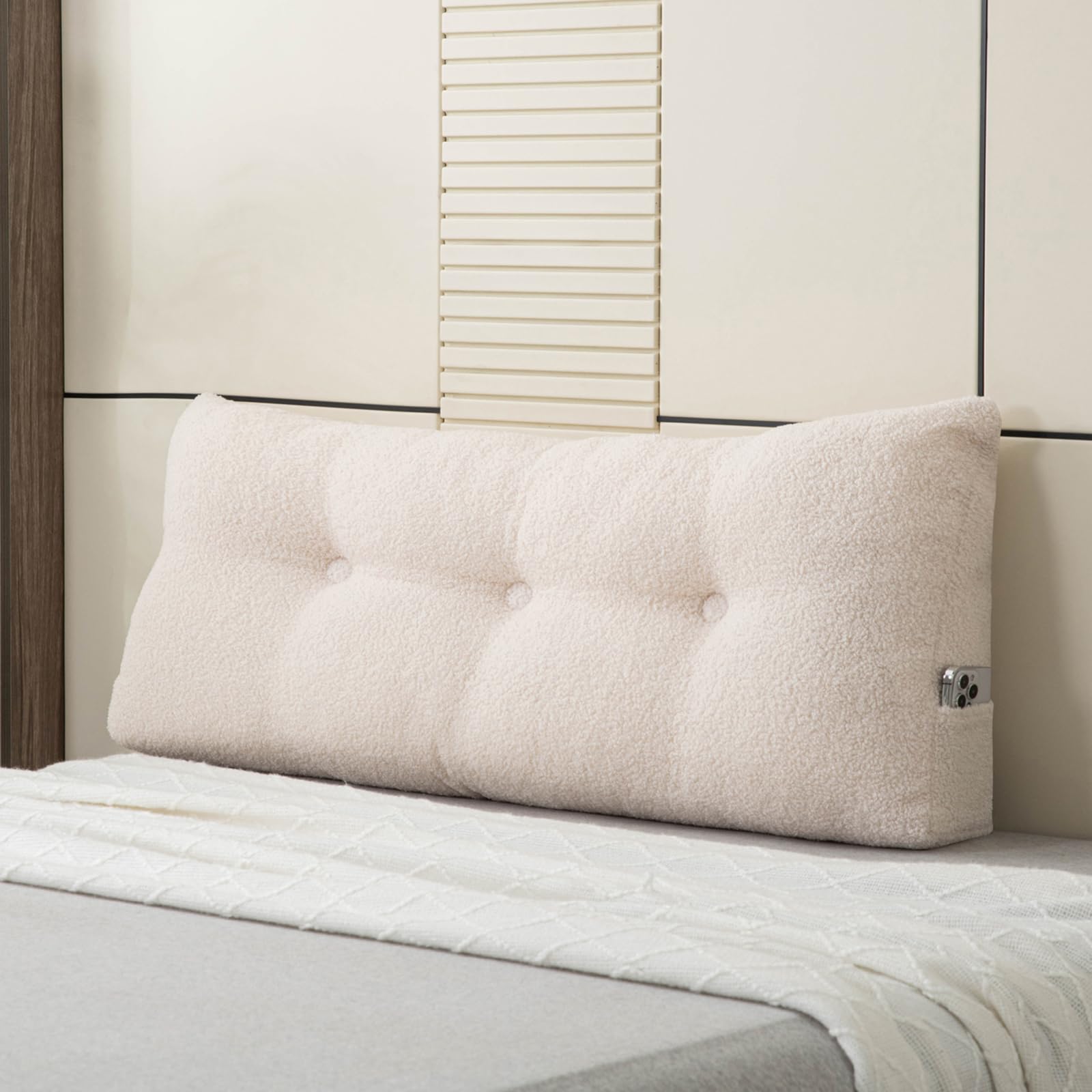 Triangular Headboard Pillow Twin XL for College Dorm Headboard Bed Wedge Pillows Bolster Cushion Bed Bolster Triangular Backrest for Reading Resting Cream White,39 * 4.7 * 15.7in