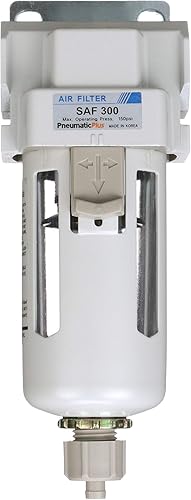 Miniatura 2 de PneumaticPlus SAF300-N03B Filtro de partículas de aire comprimido 38" NPT, 10 Micron, Cuenco de polietileno, drenaje manual, soporte