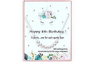 8 Year Old Girl Birthday Gift, Floating Pearls with Sterling Silver Adjustable...